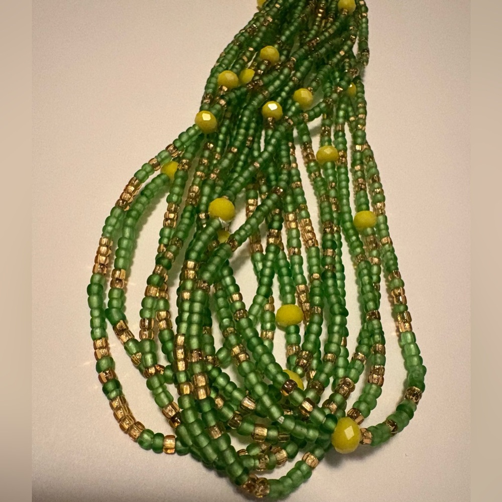 NWT “Lemonade Drops” Green Yellow Gold Waistbead w/Textured Beads Intermediate - Picture 7 of 7